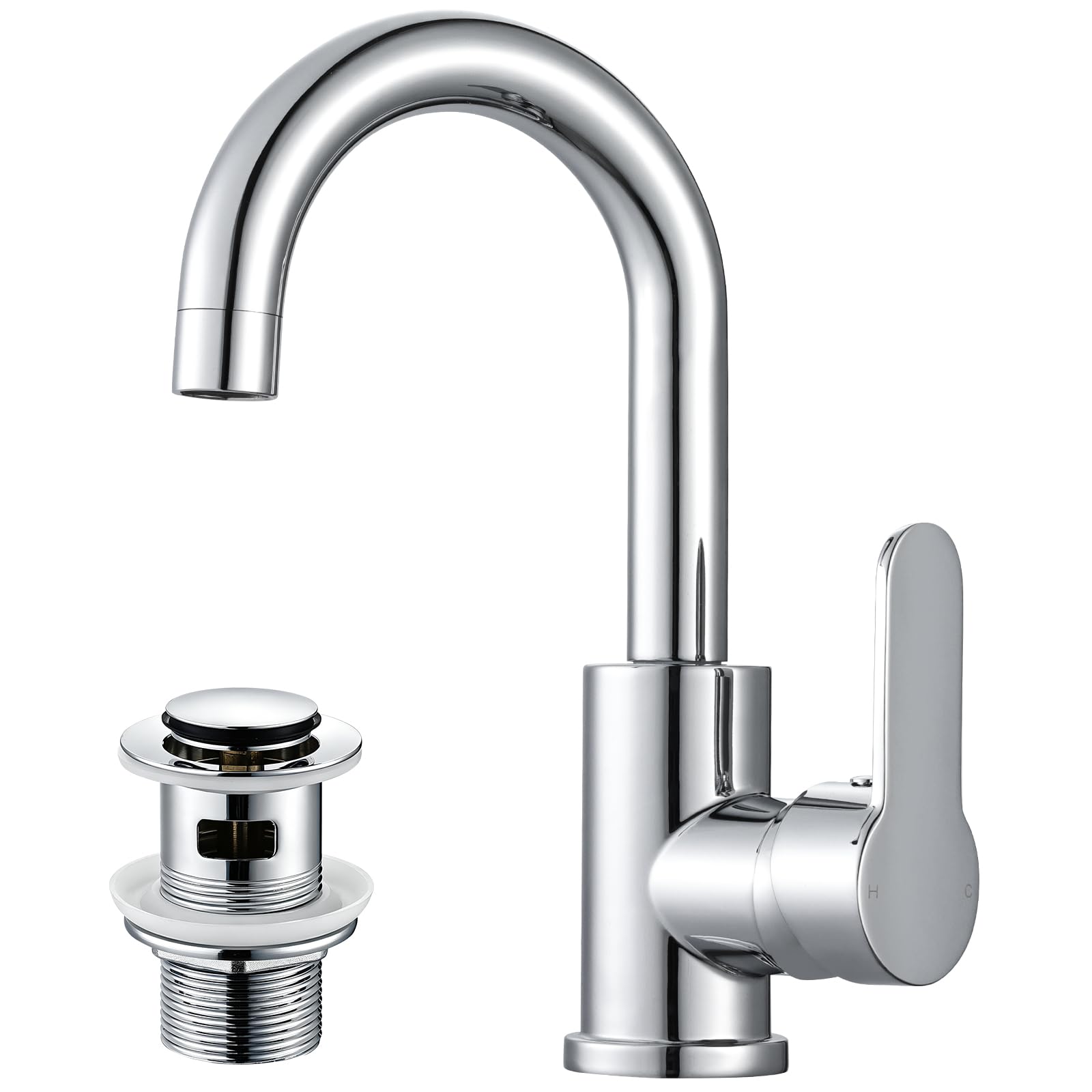 Mitigeur d'évier de salle de bain chromé Hapilife au design en acier durable