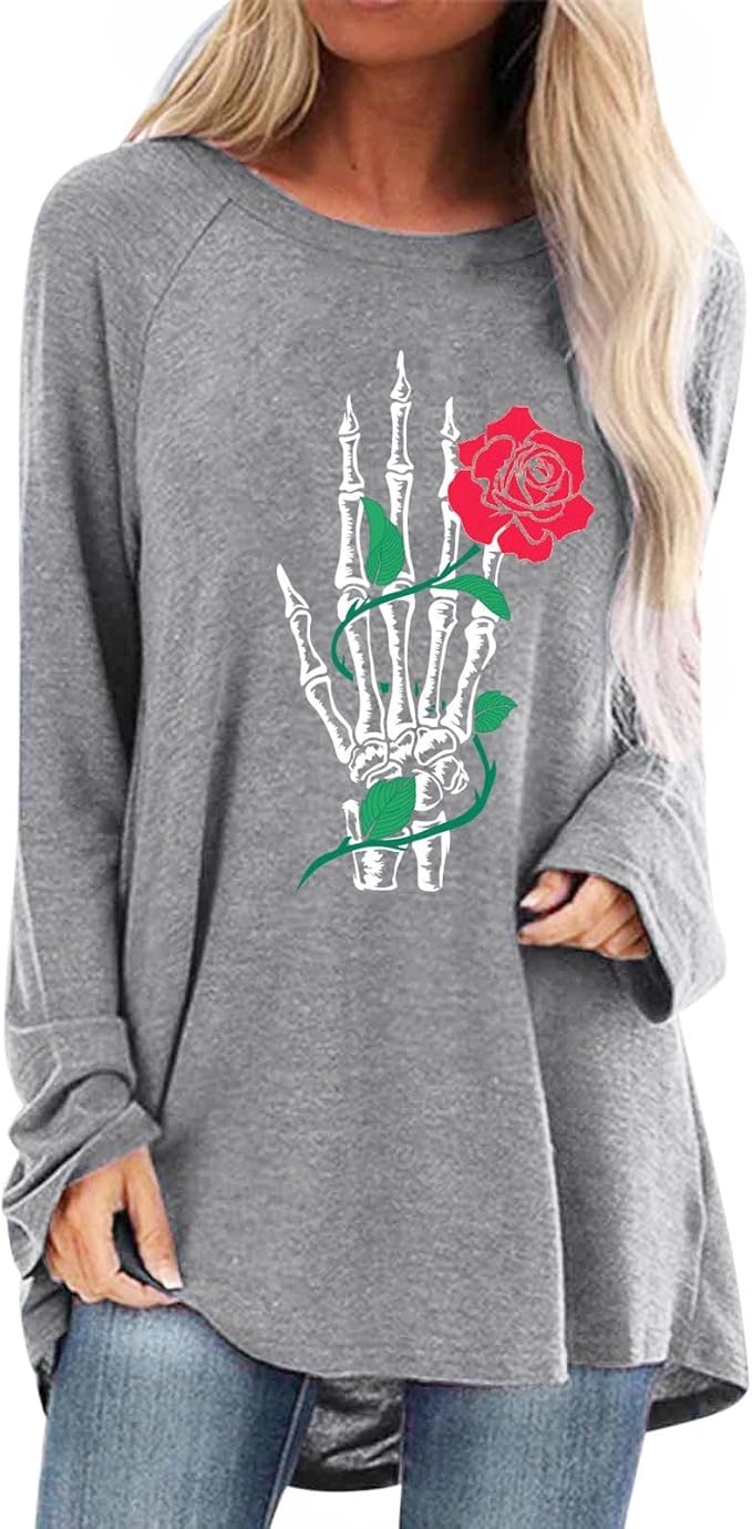 Amazon Co Jp Tシャツ レディース Liqiuxiang 長袖tシャツ レディース 白 透けない Tシャツレディースハロウィンプリントソリッドカラールーズロングスリーブトップ ブラウス レディース 長袖 白 フォーマル ファッション