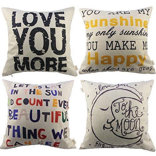 HOSL 6 Pack Cotton Linen Pillow Case Decorative Cushion Cover (NO Pillow)