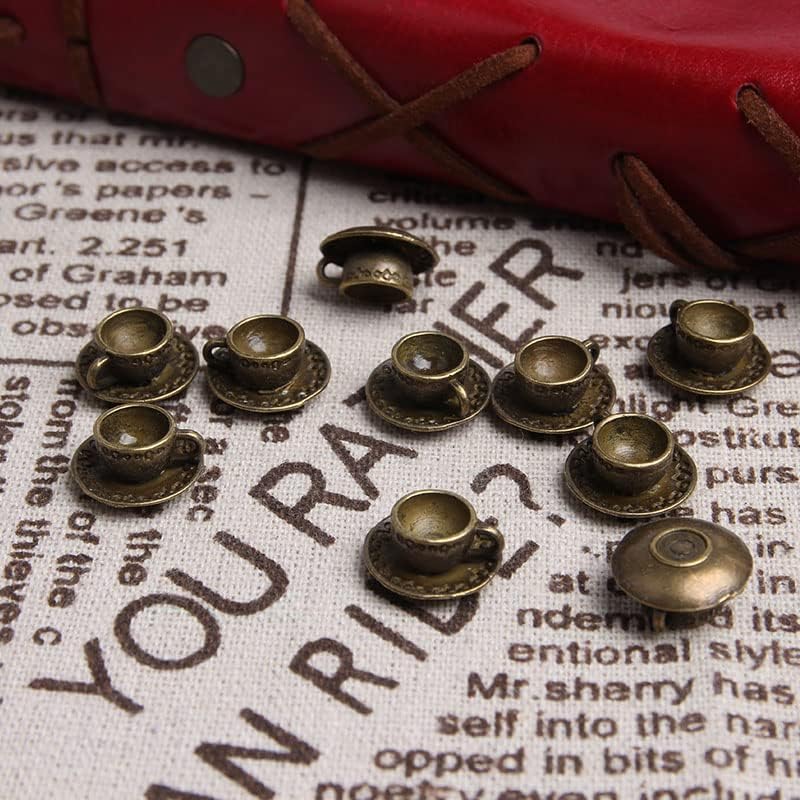 Acxico 30Pcs Coffee Cup and Tray Charms/Pendants Antiqued Silver Double Sided 3D 14 x 14 mm DIY Handmade Accessories - Image 9