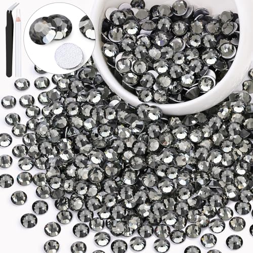 Image of 600PCS SS30 /6mm Crystal Glass Rhinestones for Bedazzling (Black Diamond) | Flatback Rhinestones for Crafting DIY Nail Art Makeup Decoration, Gems Diomand Charms for Tumbler Shoes Clothing Mug