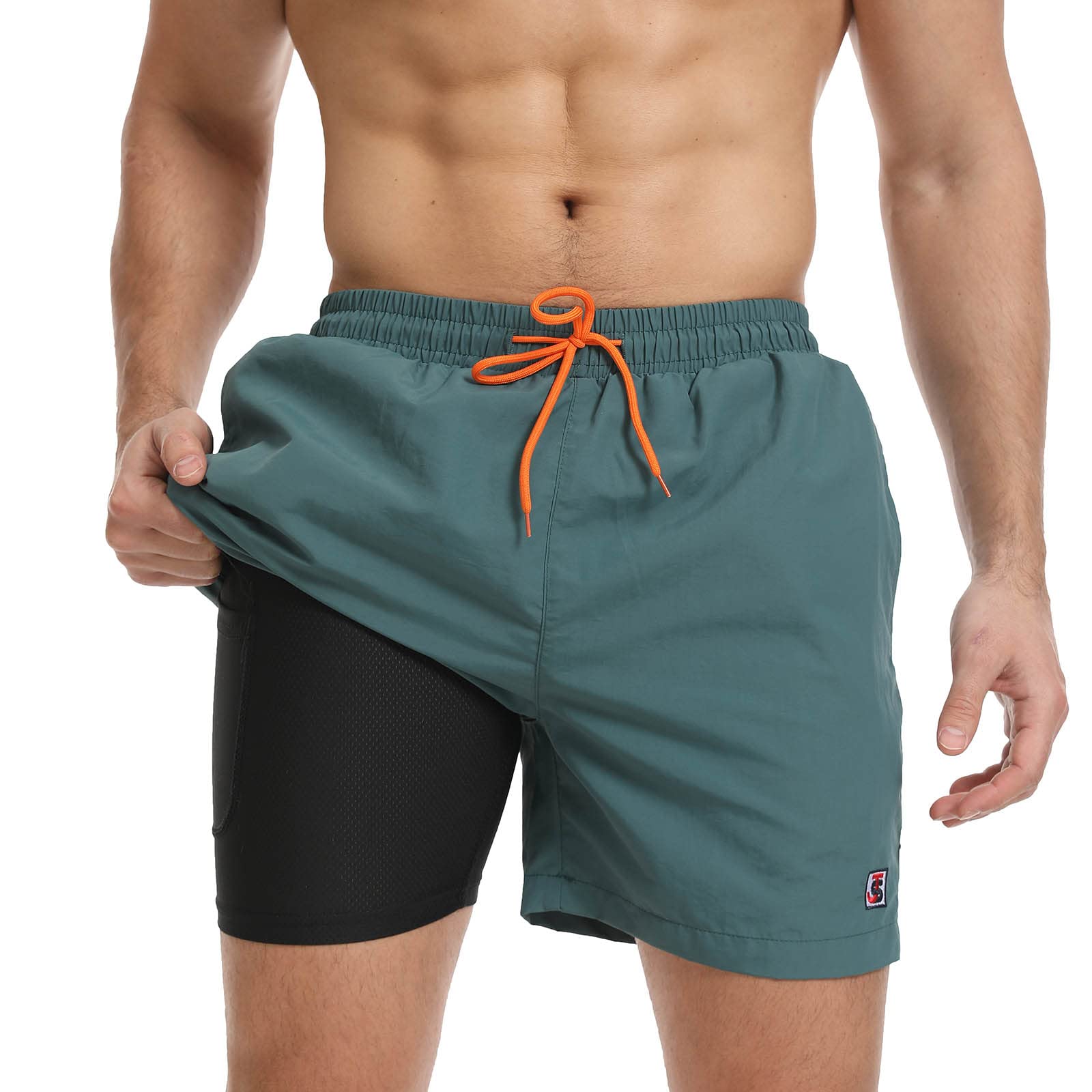 JustSun Badehose Herren Schnelltrocknend Boardshorts mit Mesh-Futter und Verstellbarem Tunnelzug