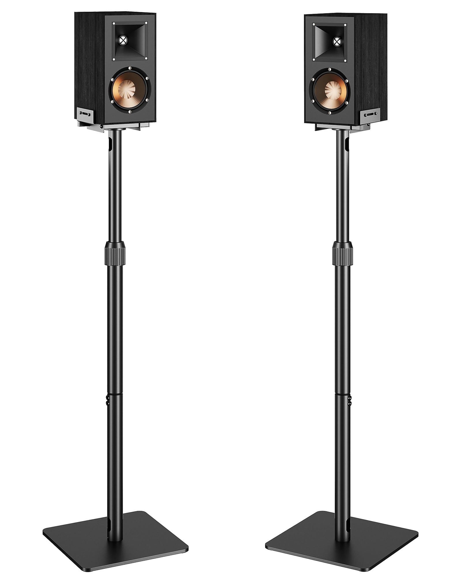 PEGZONE Lot de 2 supports universels pour enceintes, hauteur réglable de 85,8 cm à 112,8 cm, capacité de charge de 5 kg, compatible avec Bose/JBL/Sony, couleur noir