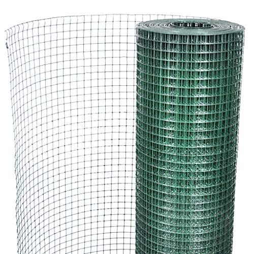 Festnight Square Wire Netting Rabbit Animal Fence Garden Netting Fencing 1x10 m PVC-coated Galvanized Mesh Size 25x25 mm