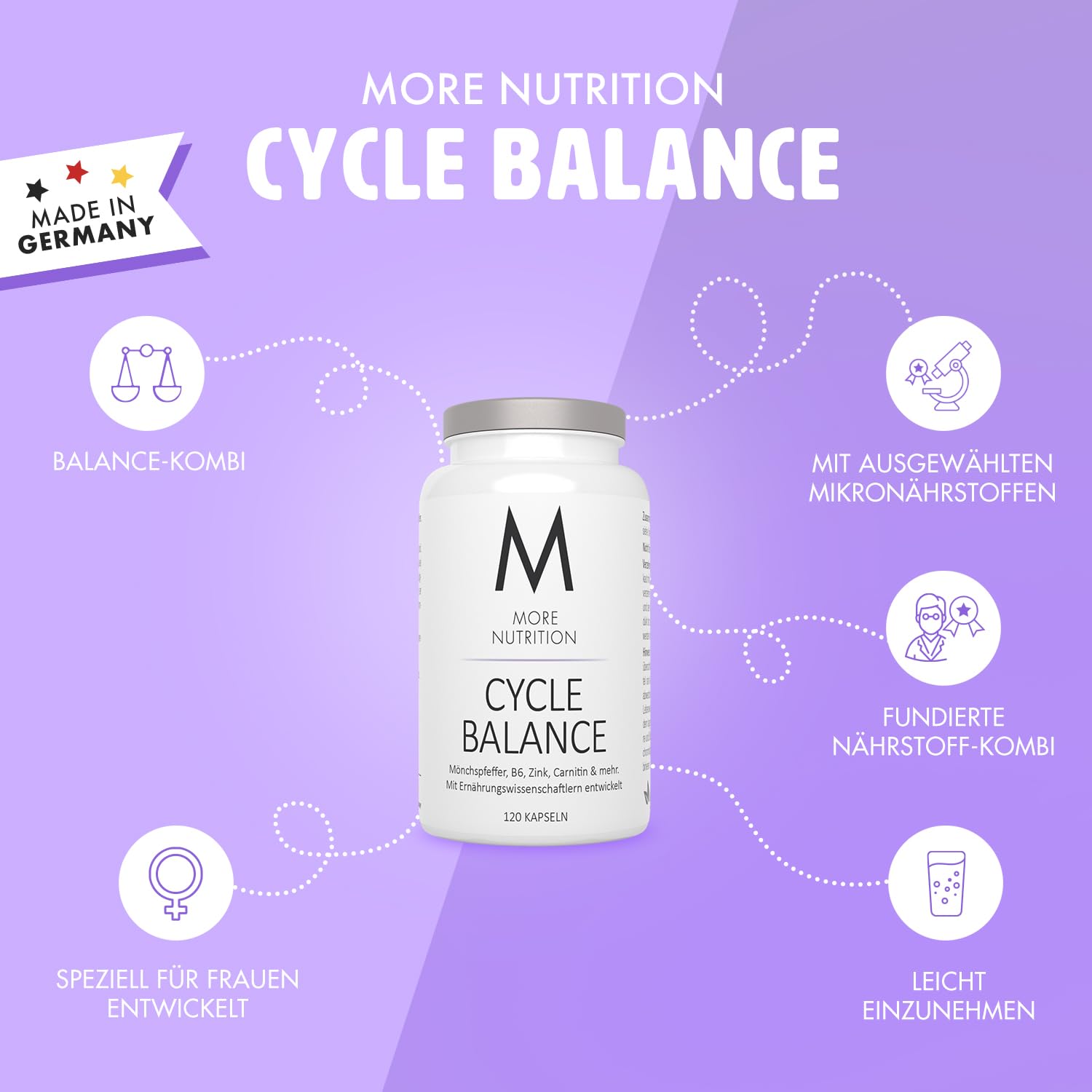 MORE NUTRITION Cycle Balance, 120 Capsules, L-Carnitine, Minerals, Vitamins and Monk Pepper Extract : Amazon.de: Health & Personal Care MORE NUTRITION Cycle Balance, 120 Capsules, L-Carnitine, Minerals, Vitamins and Monk Pepper Extract : Amazon.de: Health & Personal Care