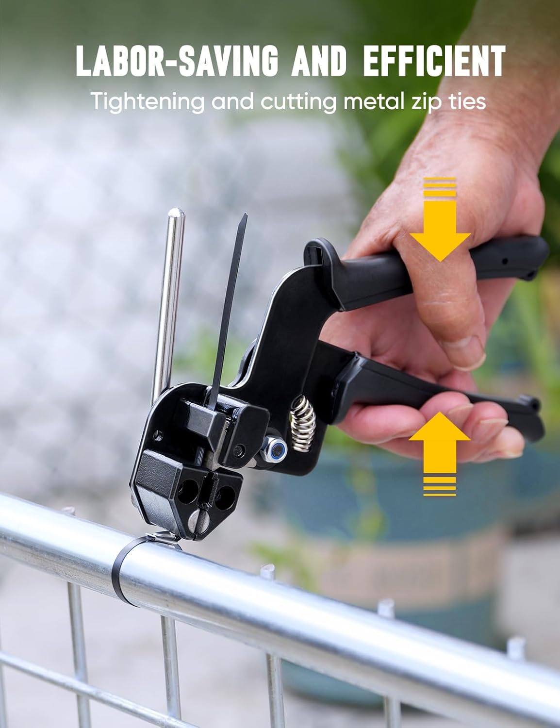 Metal Zip Ties Black,With Special Fastening And Cutting Tools,150 Pcs 11.8 Inch,Multi-Purpose Stainless Steel Cable Ties, Suitable For Agricultural Fencing, Garden Chain Link Fence Fixing, Pipe Tying.