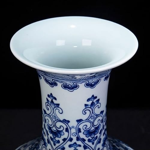 Miniatura 3 de Jarrón decorativo de porcelana china Jingdezhen Jarrón decorativo de porcelana azul y blanca, simple retro para el hogar, florero con base de