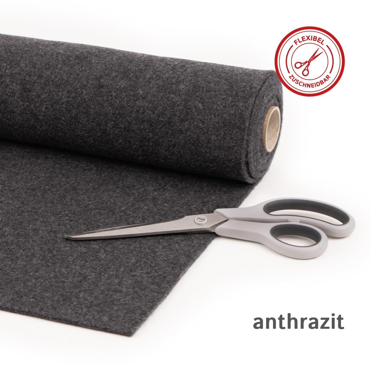 Fieltro de lana para campistas: fieltro punzonado 100% natural, 3 mm de grosor, elástico y transpirable, fabricado en Alemania (antracita, 1 50 cm x 200 cm (0,5 m x 2 m))