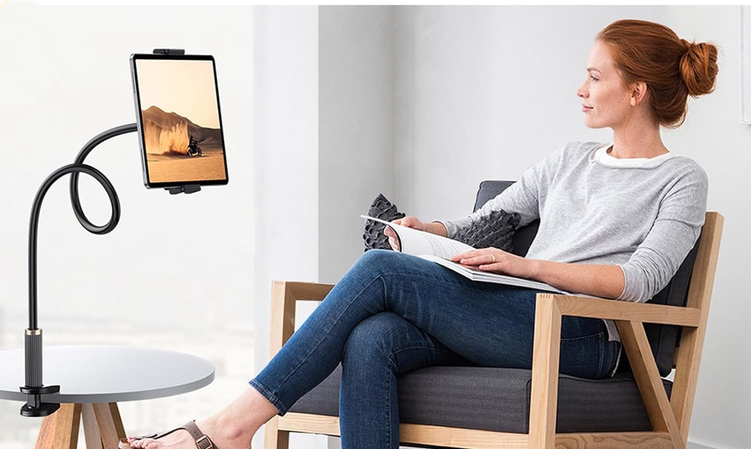 Niumowa Support de Tablette Lit, Réglable - 360° Flexible Support Tablette Bureau, Support Téléphone Lit pour ipad/Galaxy Tabs/Kindle Fire, 4-11 Pouces Téléphones et Tablettes, 98cm