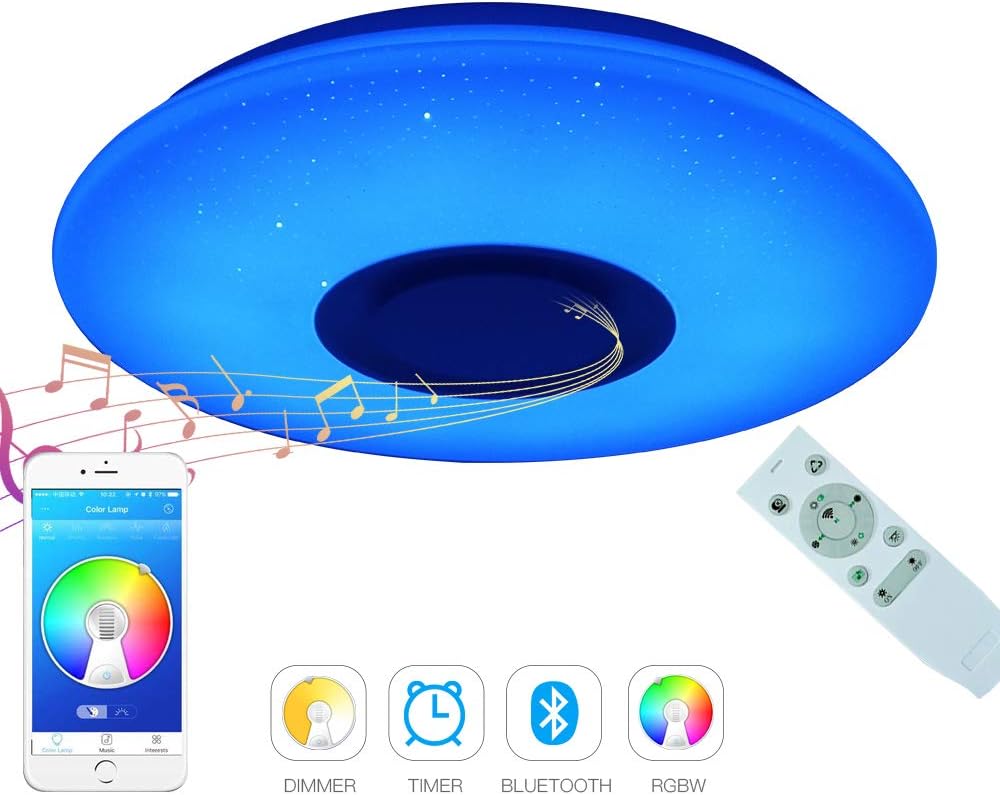 Dimmable Bluetooth Light Fixture Children's Home Ceiling Light Flush Mount Starlight Ceiling lamp Fixture 36W for Party Girl Bedroom Kitchen Living Room Dining Room 19.7inch