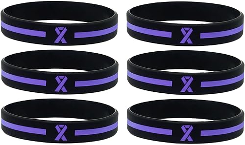 Miniatura 5 de Giftphoria Pulseras de cinta de concientización de color morado lavanda (paquete de 6)  Para la conciencia de la epilepsia y la conciencia del