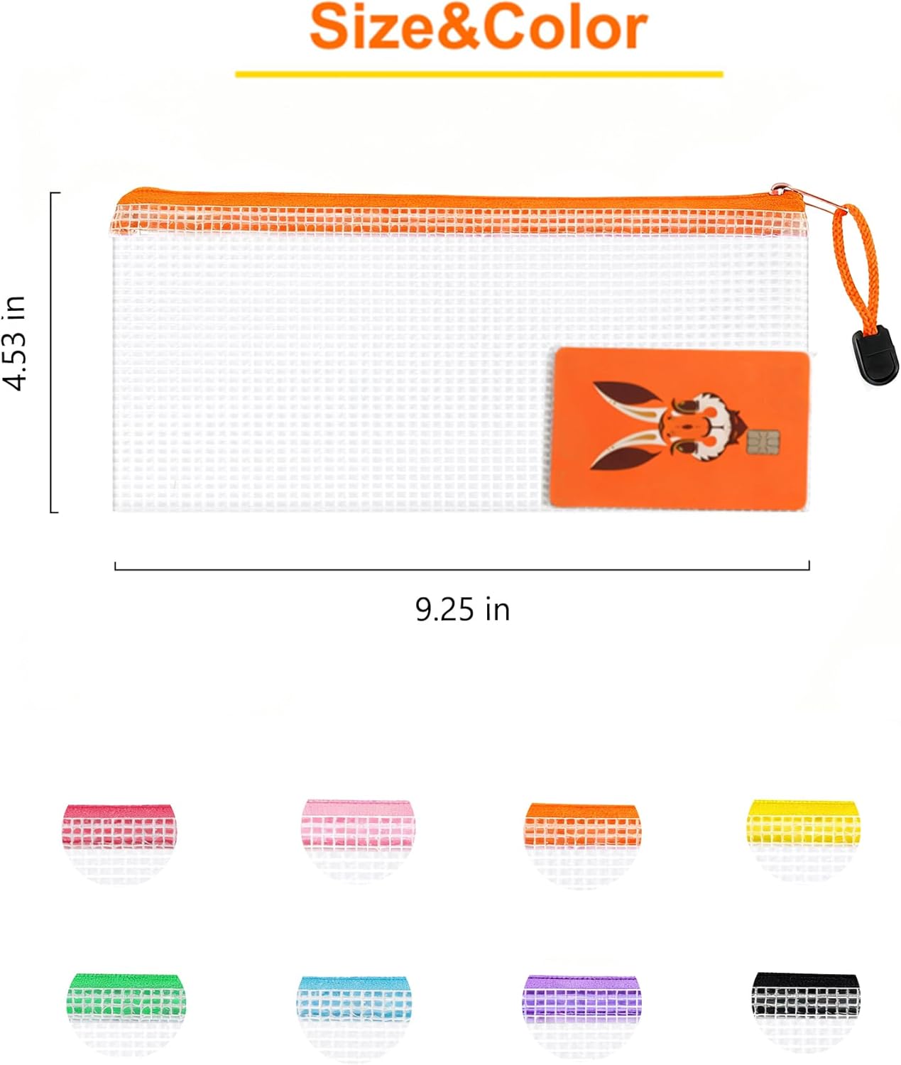 24 Pcs Lightweight pencil bags with zipper, Portable Clear Plastic Pencil Pouch Bulk, A6 Mesh Zipper Pouch Bags for Organizing Home Office Travel School Supplies Storage - Image 2