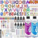 【Juego completo de resina epoxi para principiantes】El juego de fundición de resina incluye 200 ml de resina epoxi y 200 ml de endurecedor, 2 moldes para resina epoxi, 8 pigmentos de color, 6 brillos, 12 lentejuelas, 20 llaveros, 50 anillas, 50 ojales de rosca, 12 borlas, 20 ganchos para pendientes, 6 cadenas de cuero, 1 taladro helicoidal y 4 taladros, 10 tazas medidoras, 12 rodajas de fruta, 6 palitos de madera, 4 pipetas, 2 tazas medidoras y otros accesorios de resina epoxi.