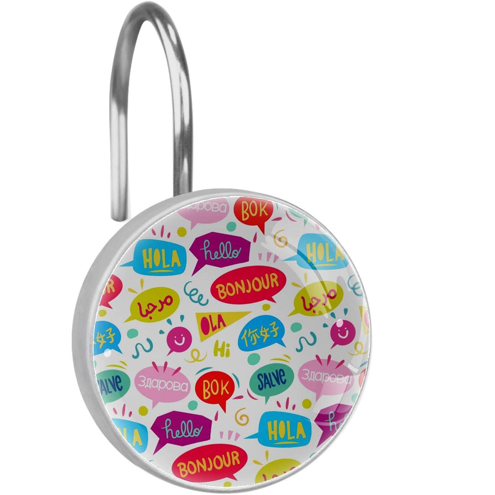 Crochets pour rideau de douche lot de 12 anneaux acier inoxydable Hello