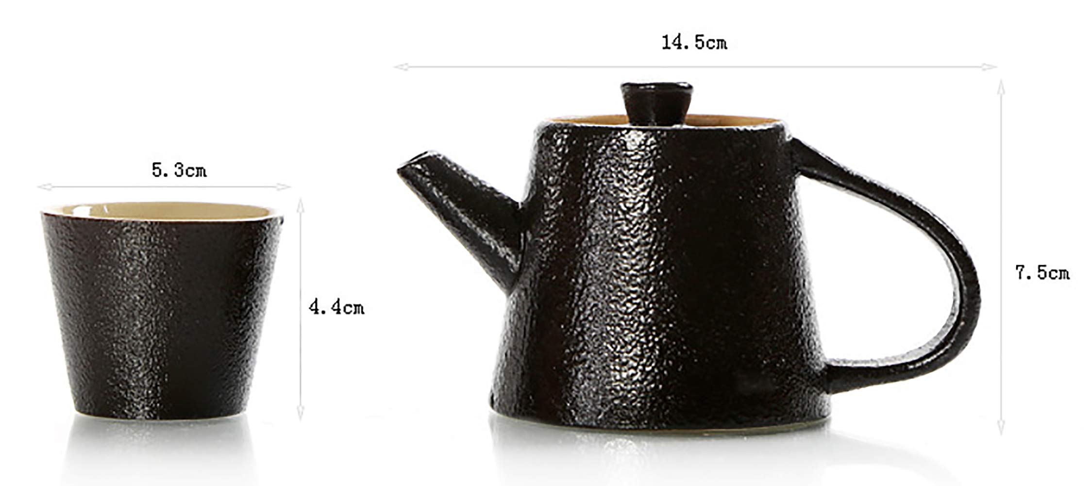 Set da tè Nero,Set da tè in Ceramica Nera Kung Fu Set da Regalo in Ceramica da Affari Set da tè Nero in Ceramica Set da tè Semplice Creativo - Arte in Ceramica Nera (Nero)