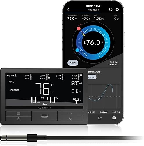 Vista 10 de AC Infinity Controlador 67, Controlador de ventilador inteligente Bluetooth con temperatura, humedad, horarios, ciclos de cultivo, programación