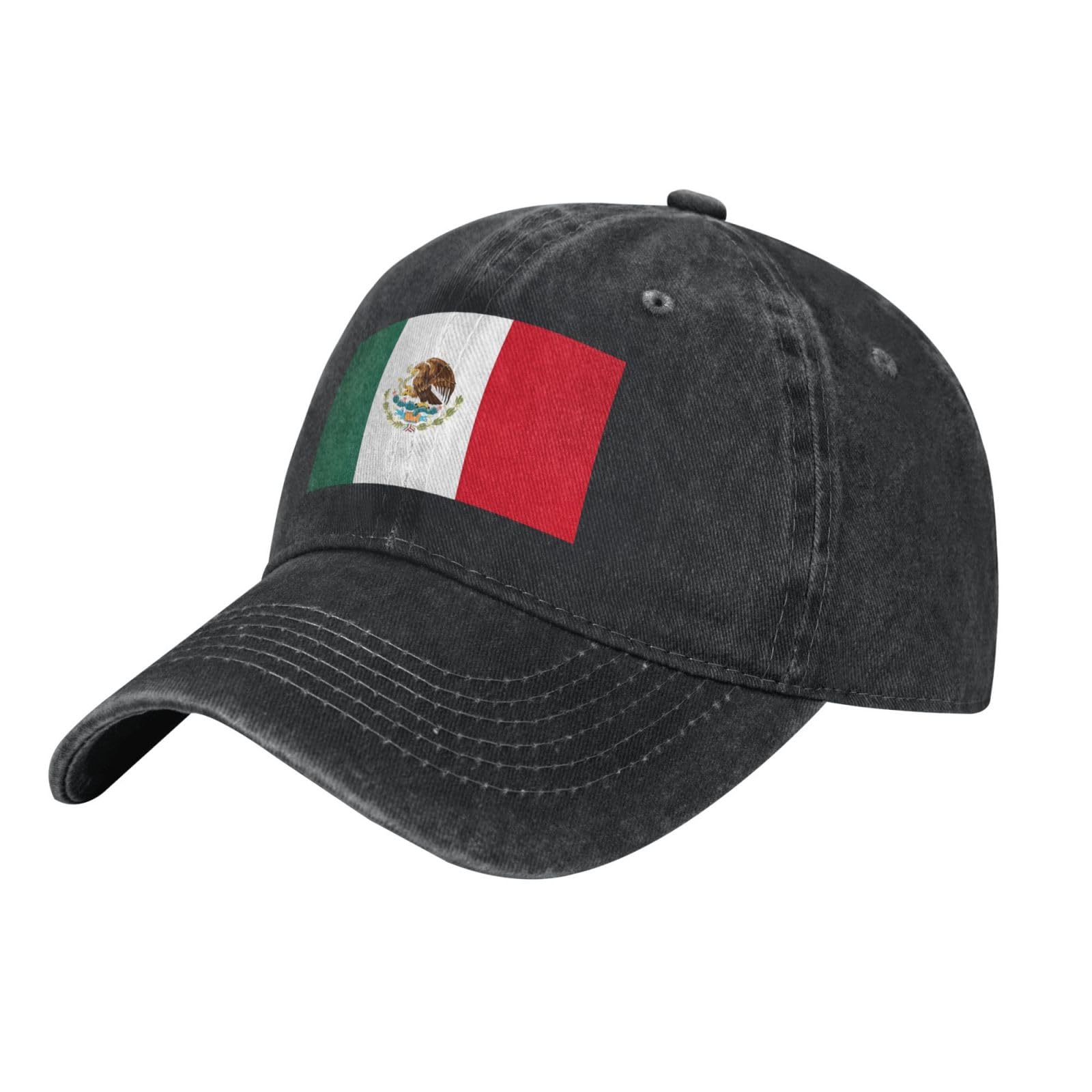 Yyhhaofa Women's Black Flag Of Mexico Prints Washed Cowboy Baseball Cap For Adults - Stylish And Breathable Hat