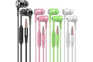 4 Packs Wired Earbuds with Microphone