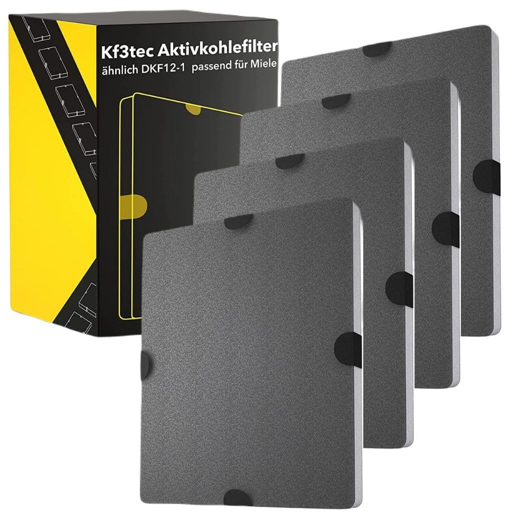 Aktivkohlefilter (4 Filter) ähnlich DKF12-1 bzw. 6228731, passend für Miele Dunstabzugshauben DA269-4 / DA279-4 / DA390 / DA420 / 28996265D (4er pack)