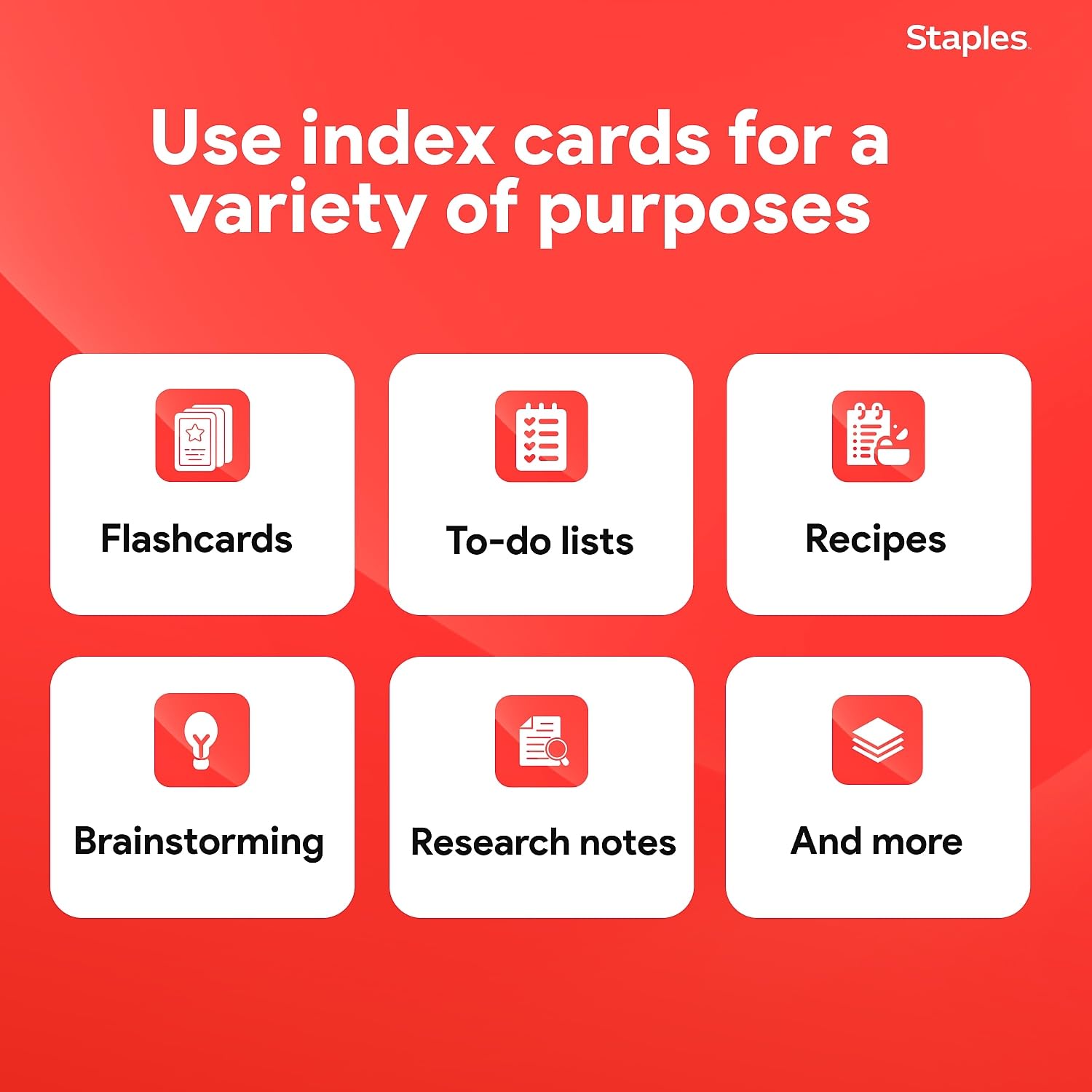 Staples? 5 x 8 Unruled White Index Cards, 500/Pack by Staples