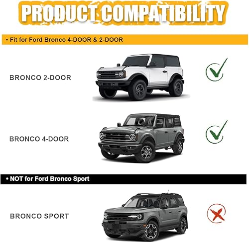 Miniatura 2 de Protector de capó deflector de capó para Ford Bronco de 4 puertas y 2 puertas 2021 2022 2023 2024 2025 Trail Armor texturizado, protector de capó