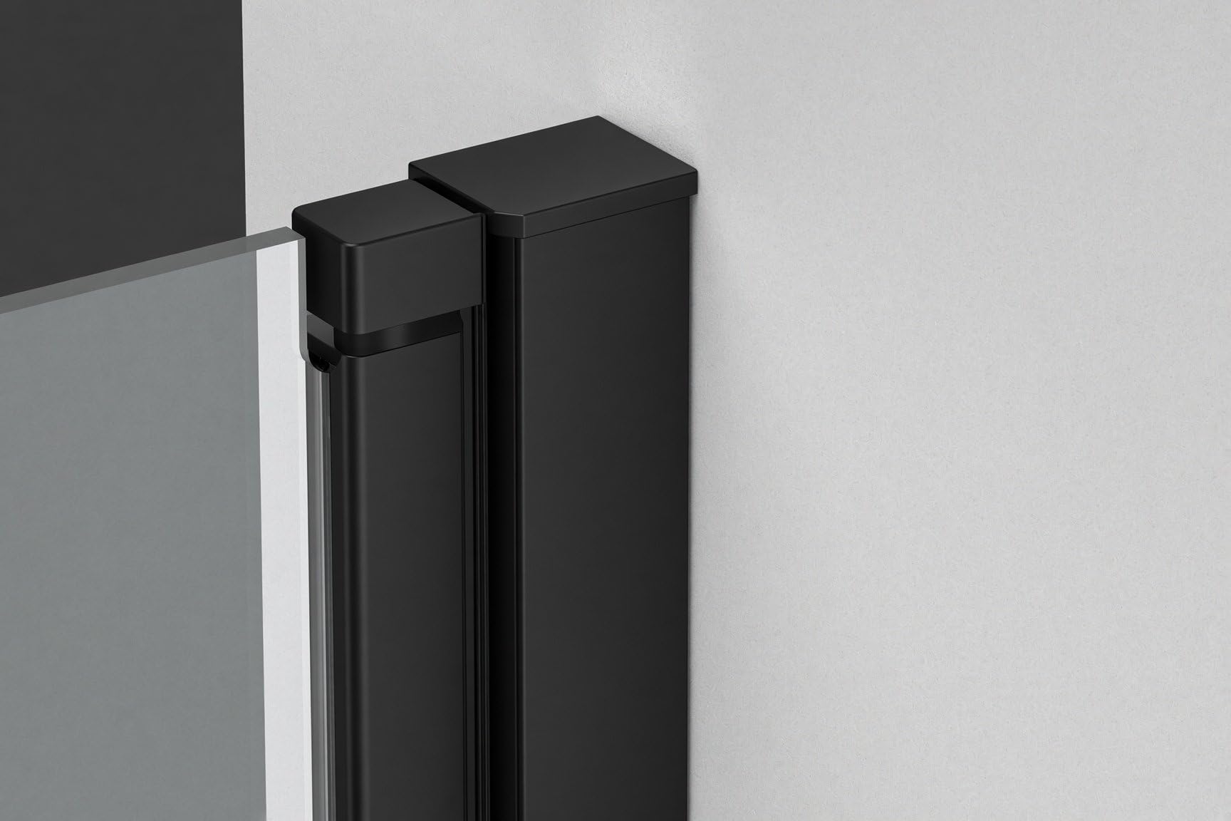 Box doccia angolare 80x80 cm apertura due ante battenti H200 cm cristalli trasparente 6mm profilo Nero Opaco IVO