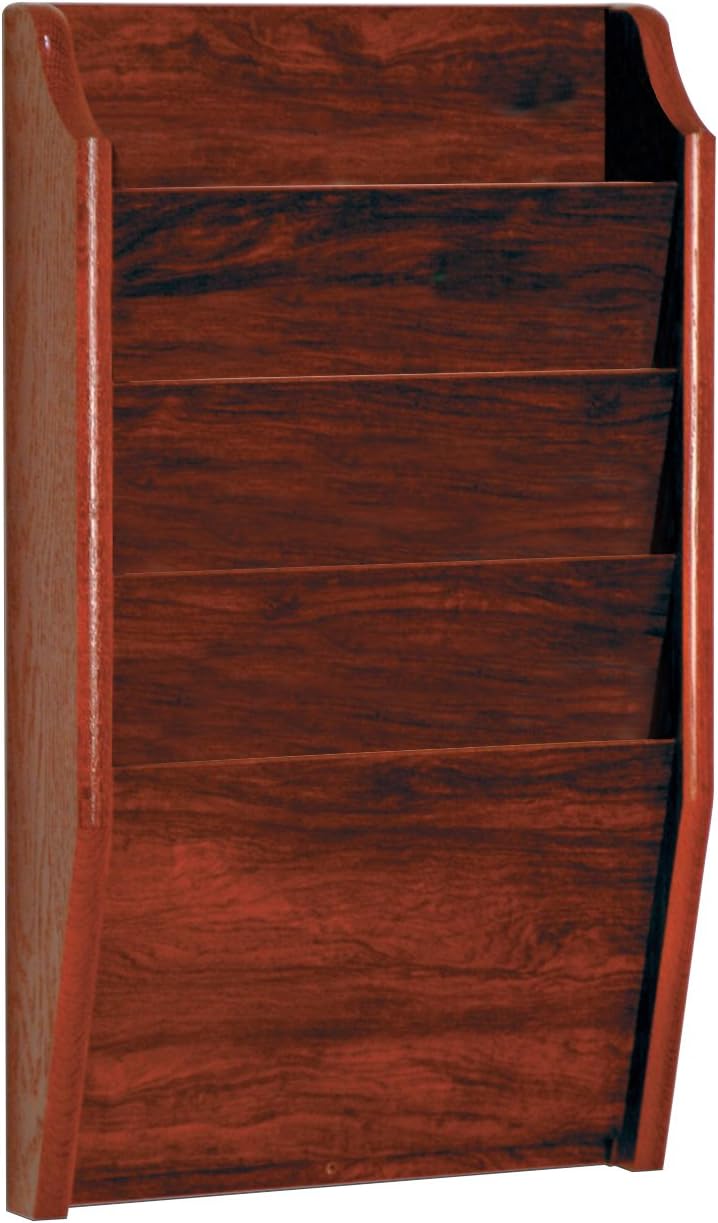 Wooden Mallet 4-Pocket File Holder, Letter Size, Mahogany