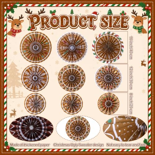 Image of Outus 9 Pcs Christmas Hanging Decoration Candy Paper Fans Decor Gingerbread