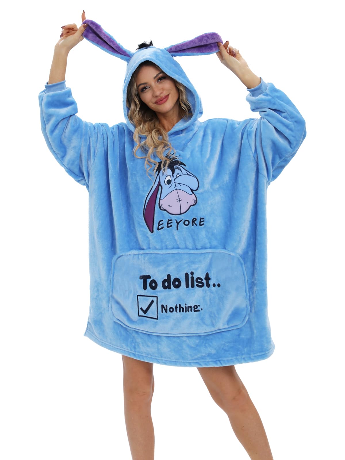 NEWCOSPLAY Wearable Blanket Hoodie Plush Cozy Oversized Sweatshirt with Pocket for Adult