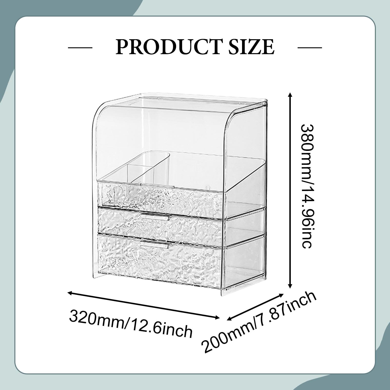 MERIGLARE Makeup Organizer Kosmetik Organizer Aufbewahrungskasten Schminkaufbewahrung Kosmetikschubladen PET mit Deckel für Schminktisch Badezimmer Schlafzimme, Klar, mit