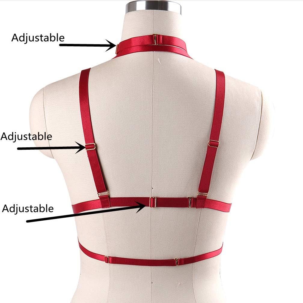 Women's Novelty Body Harness Elastic Strappy Bralette Cage Bra Gothic Crop Top Lingerie