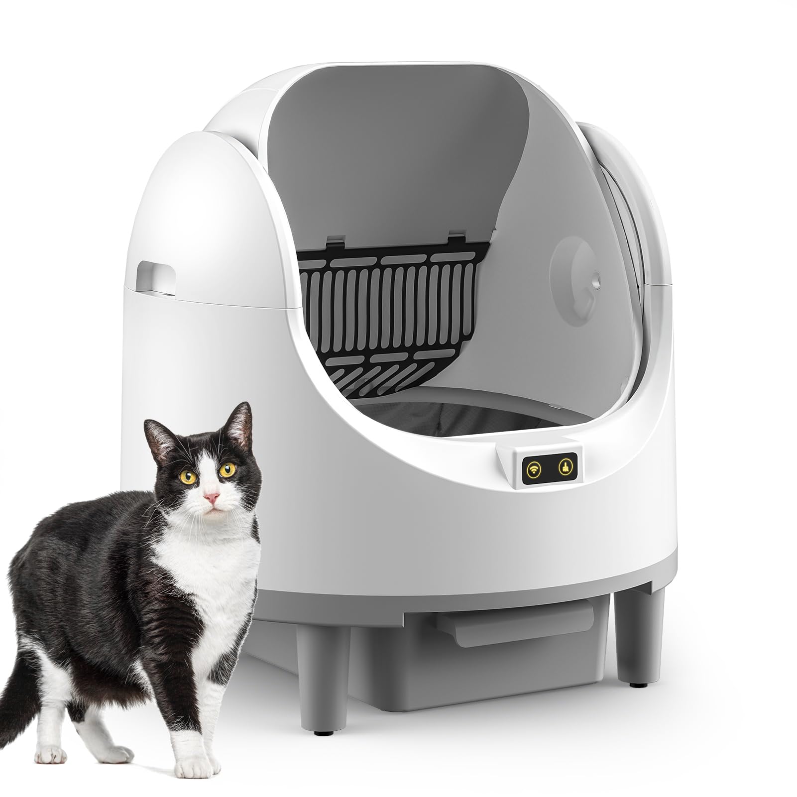 Inodoro para Gatos autolimpiable, autolimpiante, XXL, controlado por aplicación con 9 sensores de Seguridad, Suelo antiolor a Prueba de Fugas para Varios Gatos