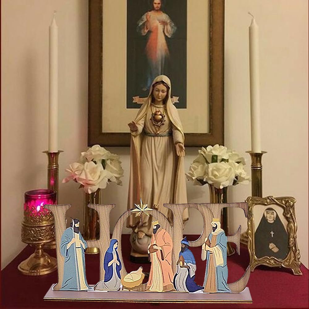 Halbeira Nativity Sets for Christmas Indoor Decor Christmas Wooden Decorations for Holiday Garden Lawn Yard Xmas Home Table Shelf