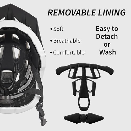 Miniatura 6 de Casco de bicicleta para adultos, casco ligero de bicicleta de montaña con luz trasera LED recargable por USB, visera solar extraíble para mujeres,