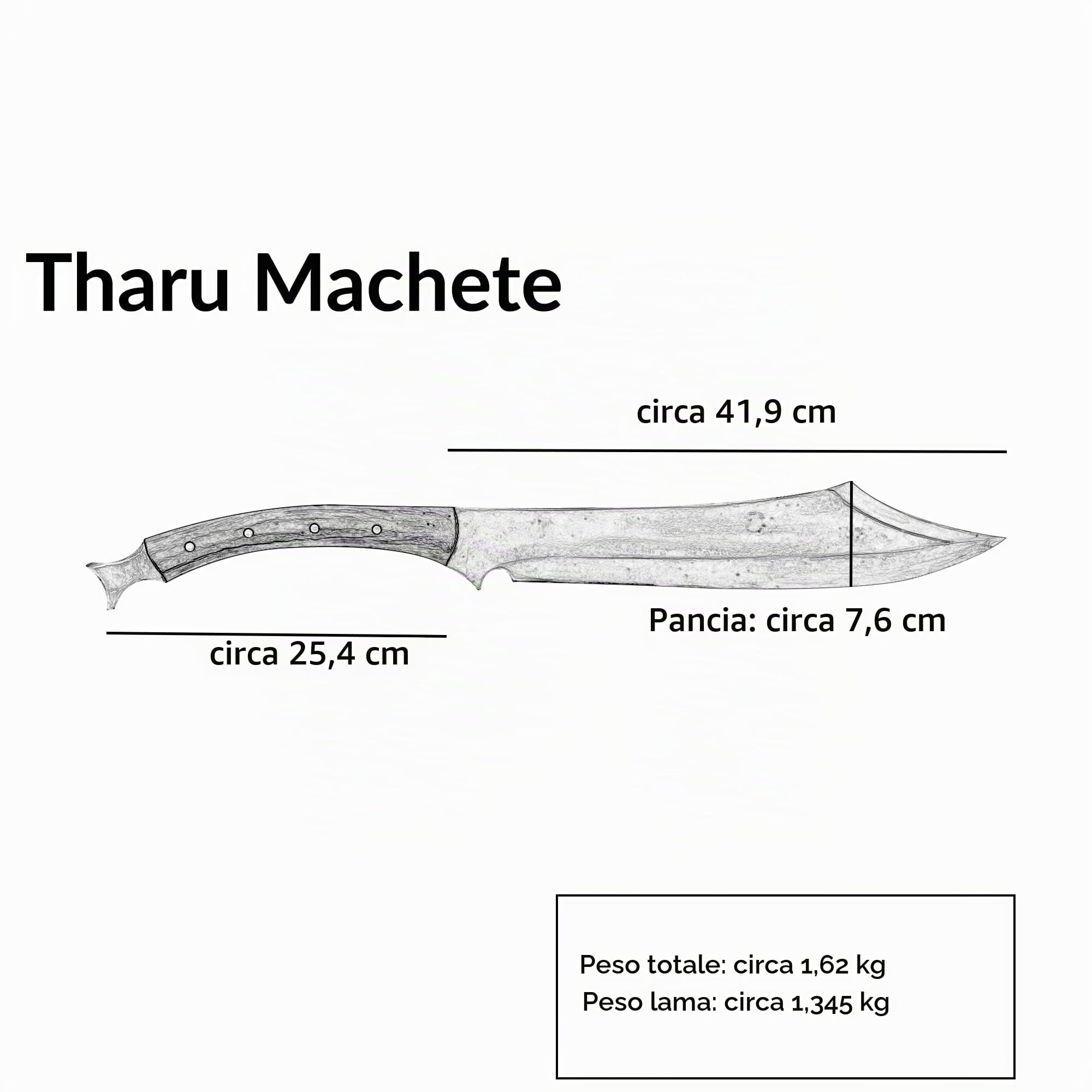 Kukri Machete - Coltello da caccia a lama fissa Tharu Machete da 30,5 cm - Lama in acciaio al carbonio con lama di sopravvivenza a codolo completo con guaina in pelle
