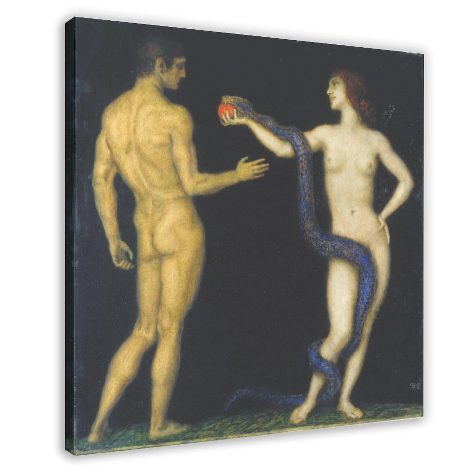 WCYB Adam And Eve by Franz Von Stuck Posters Prints Canvas Deco Paintings Wall Art Frame 24" L X 24" W