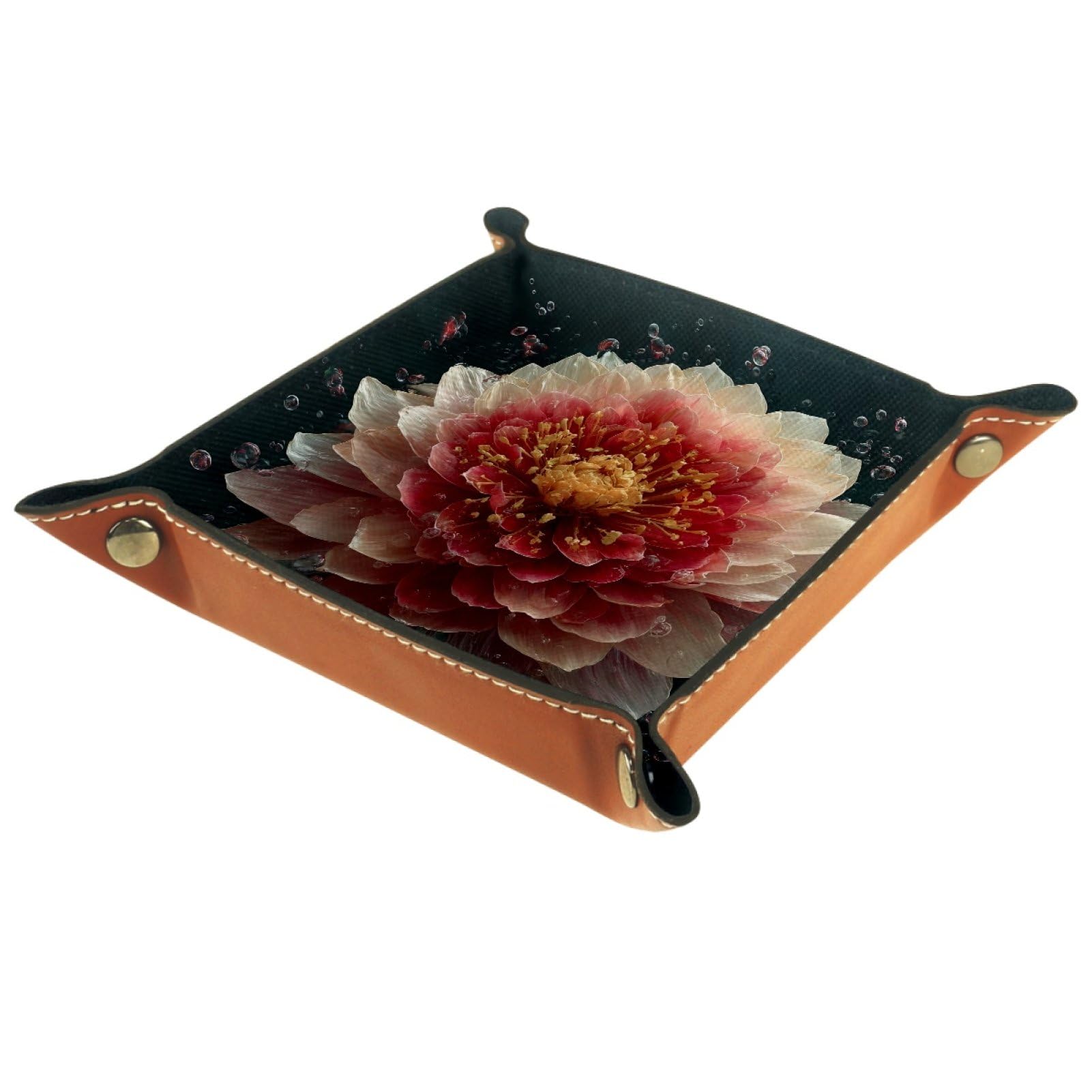 VAPOKF Peony Portable Folding Dice Rolling Tray, Microfiber Leather Dice Holder for Dice Games Like RPG, DND and Other Table Games