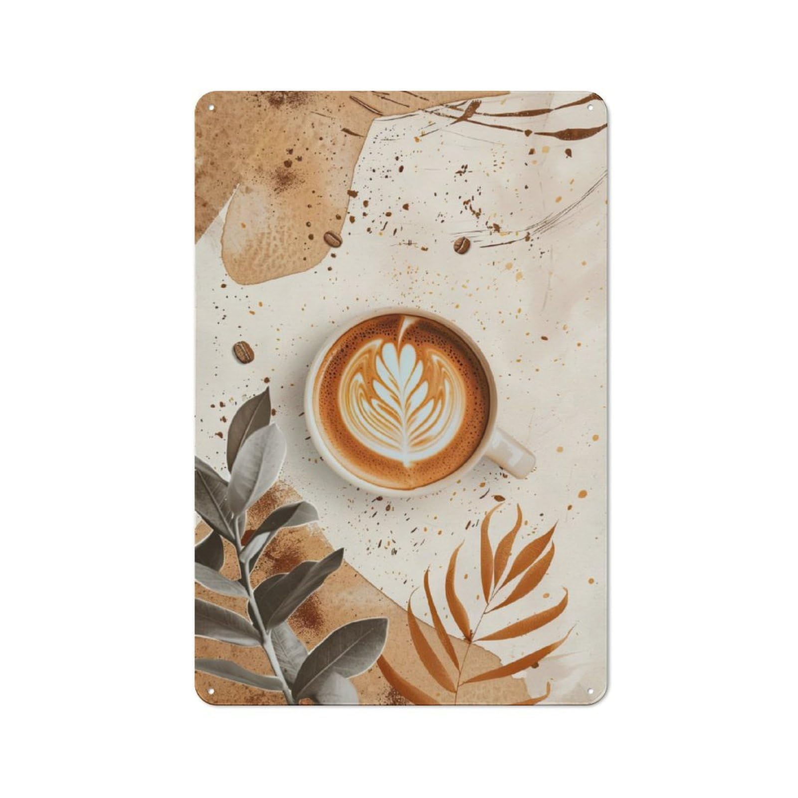 Junmoney Latte Art Rustic Metal Wall Decor 30X20cm, Garden Room Metal Sign For Patio Bar, Workshop, Shed Or Kitchen