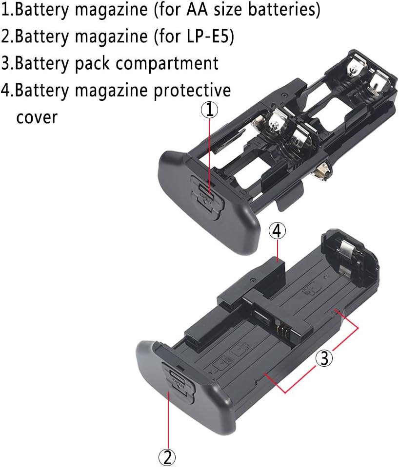DSTE Replacement for Pro BG-E5 Vertical Battery Grip + 2X LP-E5 Compatible Canon EOS 450D 500D 1000D SLR Digital Camera