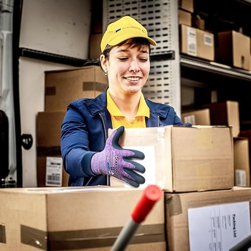 Miniatura 3 de KAYGO Guantes de trabajo para mujer, guantes de trabajo de seguridad ecológicos con revestimiento de goma transpirable, KGE19L, 3 pares