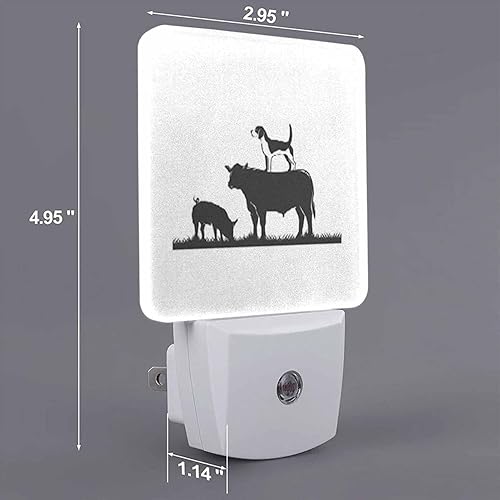 Miniatura 2 de Jiaopenyou Lámpara de noche con sensor enchufable, luz nocturna LED de cerdo perro toro para baño con sensor inteligente de atardecer a amanecer,