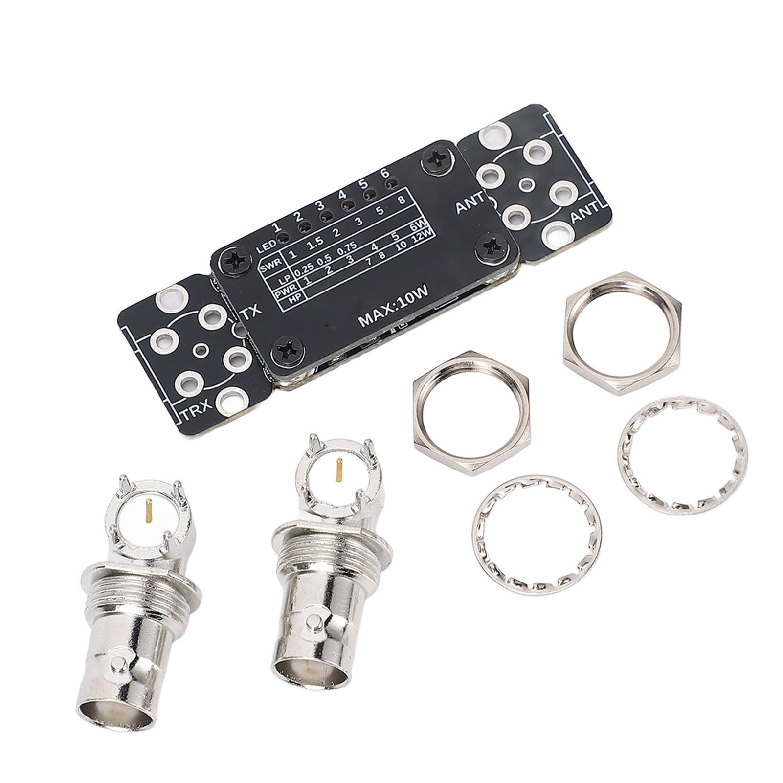 KUIDAMOS Kit Misuratore SWR QRP Misuratore SWR di Potenza Multiuso da 10 W per Gamma di Frequenza 1-50 MHz, Materiale PCB Resistente, Adatto per gli Appassionati di Radioamatori