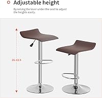 Vista 2 de Juego de 2 taburetes de bar giratorios de altura de mostrador para taburete de cocina, taburetes de bar altos, taburetes de isla de cocina de piel