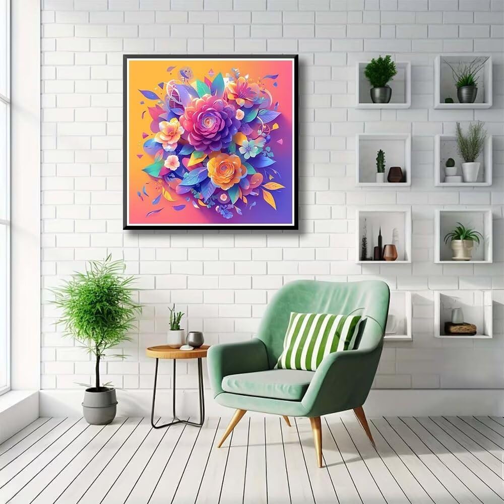 5D Diamant Painting Set – Pfau & Blumen Landschaft, Selbstklebendes DIY Bild (120x50 Cm)
