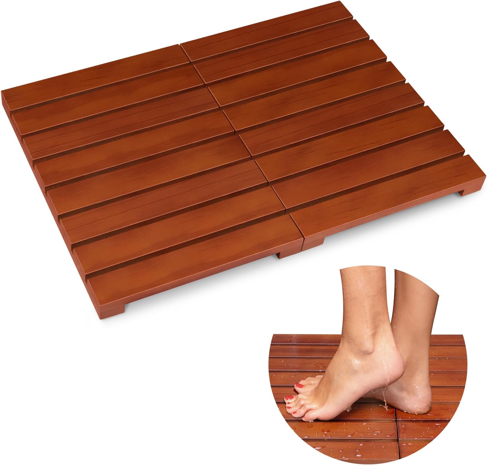 Amazon.com: Hip-o Modern Living Teak Indoor Outdoor Bath and Shower Mat ...