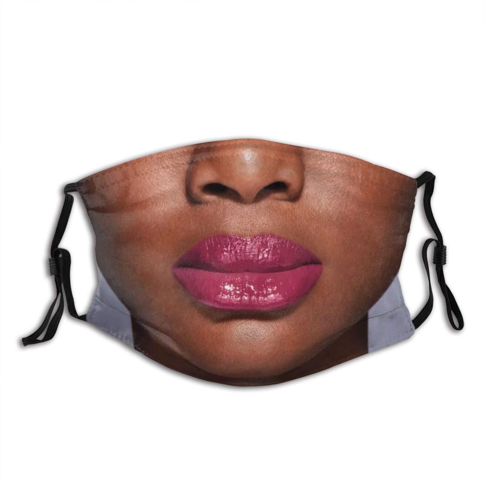 Washable Face Mask Turban Balaclava Adult Printed Funny Face Realistic Red Lipstick Mask Women Red Lips With Two Filters Custom Masks Custom Design Masks