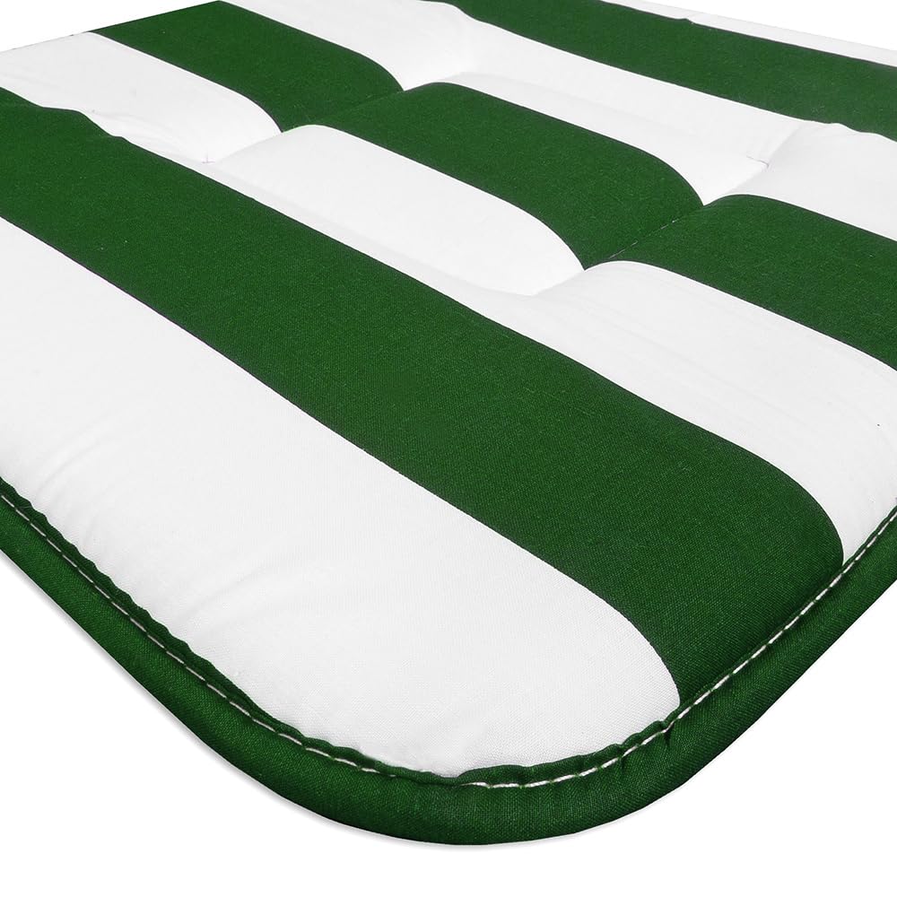 emmevi Juego de 4 cojines para silla de algodón a rayas, acolchados, lavables, suaves, universales, verde