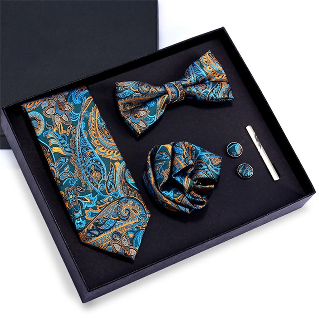 JFDBGU Business 7.5CM Tie Tie Pocket Towel Cufflink Collar Clip 7-piece Gift Box Set