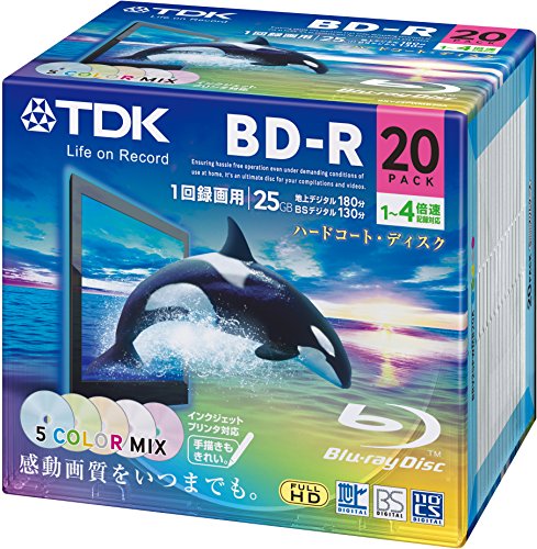 TDK 録画用ブルーレイディスク ハードコート仕様 BD-RE 25GB 1-2倍速 5色カラーミックス ワイドプリンタブル 20枚パック 5mmスリムケース BEV25P g6bh9ry Amazon | TDK 録画用ブルーレイディスク ハードコート仕様 BD-RE