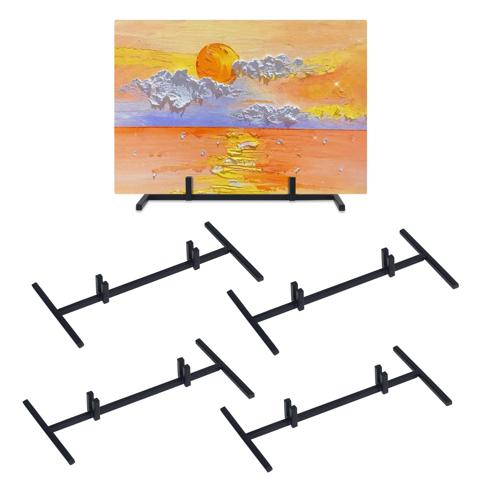 Photo 1 of 5 Pcs Metal Display Stand?Glass Stands For Display?Art Stands Suitable For Colored Ceramic Tiles, Glass Art Creation, Photo, Plaques, And Collectibles?Used For Home, Office, Or Trade Shows?Black?